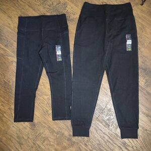 Black Athleticwear Leggings 21'&27.5' Inseam Pockets Jogger/classic Legging Sz S